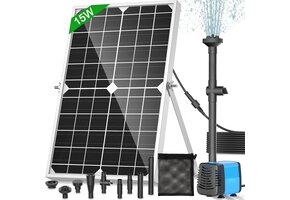 Zonnevijverpomp 15W 720L/U met 4 Sproeikoppen | 34% Korting