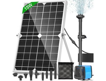 15W Solar Vijverpomp en Fontein 720L/U met 4 Sproeikoppen
