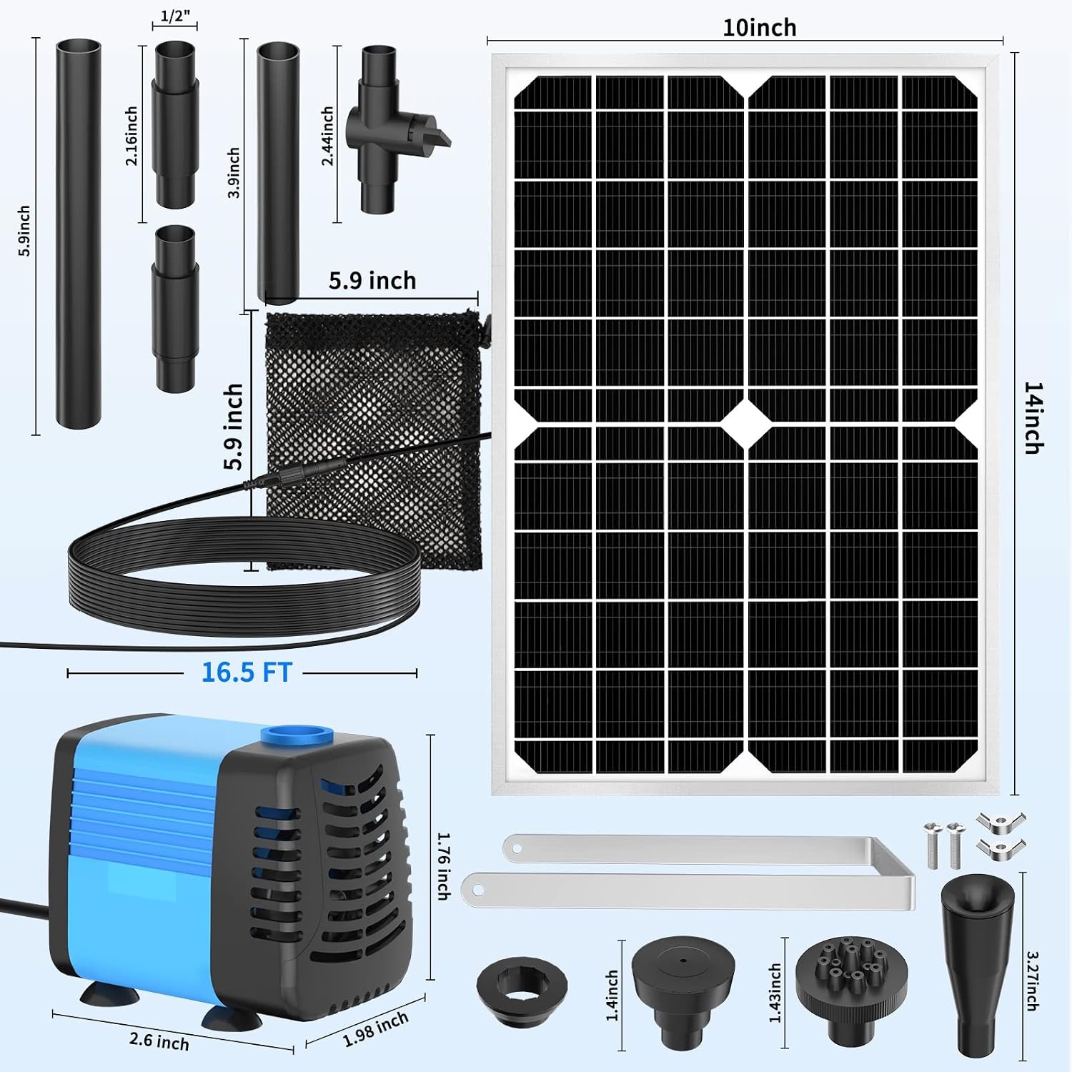 15W Solar Vijverpomp en Fontein 720L/U met 4 Sproeikoppen