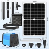 15W Solar Vijverpomp en Fontein 720L/U met 4 Sproeikoppen