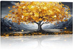 Canvas Abstracte Geluksboom Wanddecoratie 120x50cm - 29% Korting