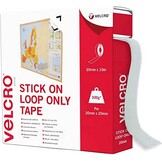 VELCRO, Merk, alleen plakband, op lengte gesneden sterke lus, alleen zelfklevende plakband, perfect voor kamerinrichting en thuis, kantoor, garagegebruik, wit | 20 mm x 10 m