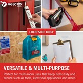 VELCRO, Merk, alleen plakband, op lengte gesneden sterke lus, alleen zelfklevende plakband, perfect voor kamerinrichting en thuis, kantoor, garagegebruik, wit | 20 mm x 10 m