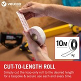 VELCRO, Merk, alleen plakband, op lengte gesneden sterke lus, alleen zelfklevende plakband, perfect voor kamerinrichting en thuis, kantoor, garagegebruik, wit | 20 mm x 10 m