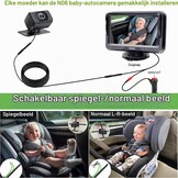 Rohent Baby Auto Camera met Display HD 1080 P Baby Auto Spiegel 5 Mins Eenvoudige Installatie Crystal Nachtzicht Baby Reizen Veiligheid Kit N06 Zwart