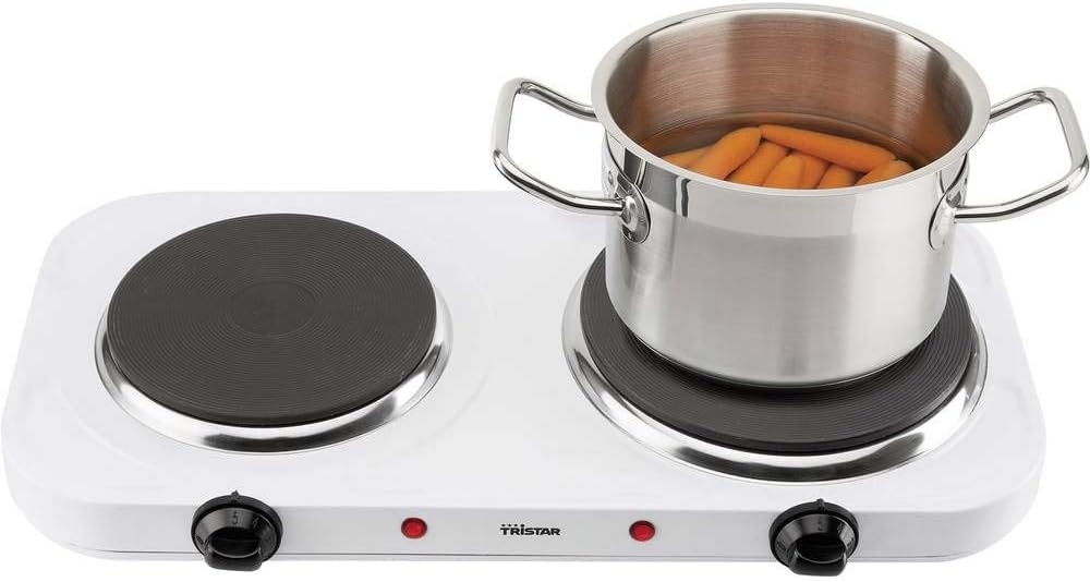 Tristar KP-6245 Dubbele Elektrische Kookplaat – 2 pits - Reglbare thermostaat -2500 Watt - Wit