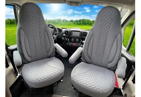 Stoelhoezen grijs, 8mm koudschuim, verwarmbaar, geschikt voor FIAT Ducato, Pössl, Knaus, Adria, Carthago, Pilote Laika - 34% Korting