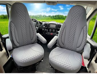 Stoelhoezen voor bestuurder en passagiers, set compatibel met camper FIAT Ducato, Pössl, Knaus, Adria, Carthago, Pilote Laika WPL409, grijs