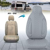 Stoelhoezen voor bestuurder en passagiers, set compatibel met camper FIAT Ducato, Pössl, Knaus, Adria, Carthago, Pilote Laika WPL409, grijs