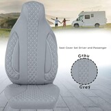 Stoelhoezen voor bestuurder en passagiers, set compatibel met camper FIAT Ducato, Pössl, Knaus, Adria, Carthago, Pilote Laika WPL409, grijs