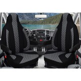 Stoelhoezen voor bestuurder en passagiers, set compatibel met camper FIAT Ducato, Pössl, Knaus, Adria, Carthago, Pilote Laika WPL409, grijs