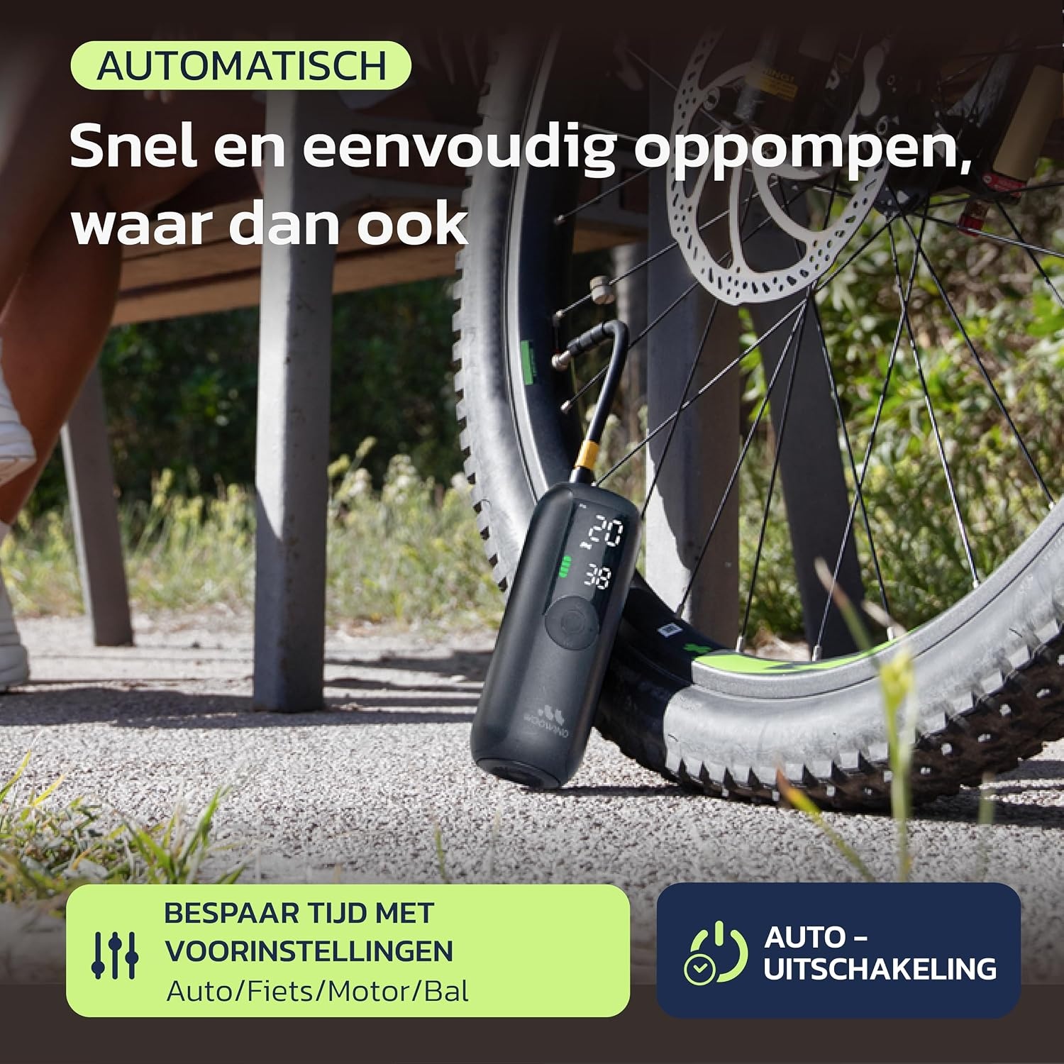 Woowind LP1 Elektrische Fietspomp, Bandenpomp, 1-minuut-opblazen
