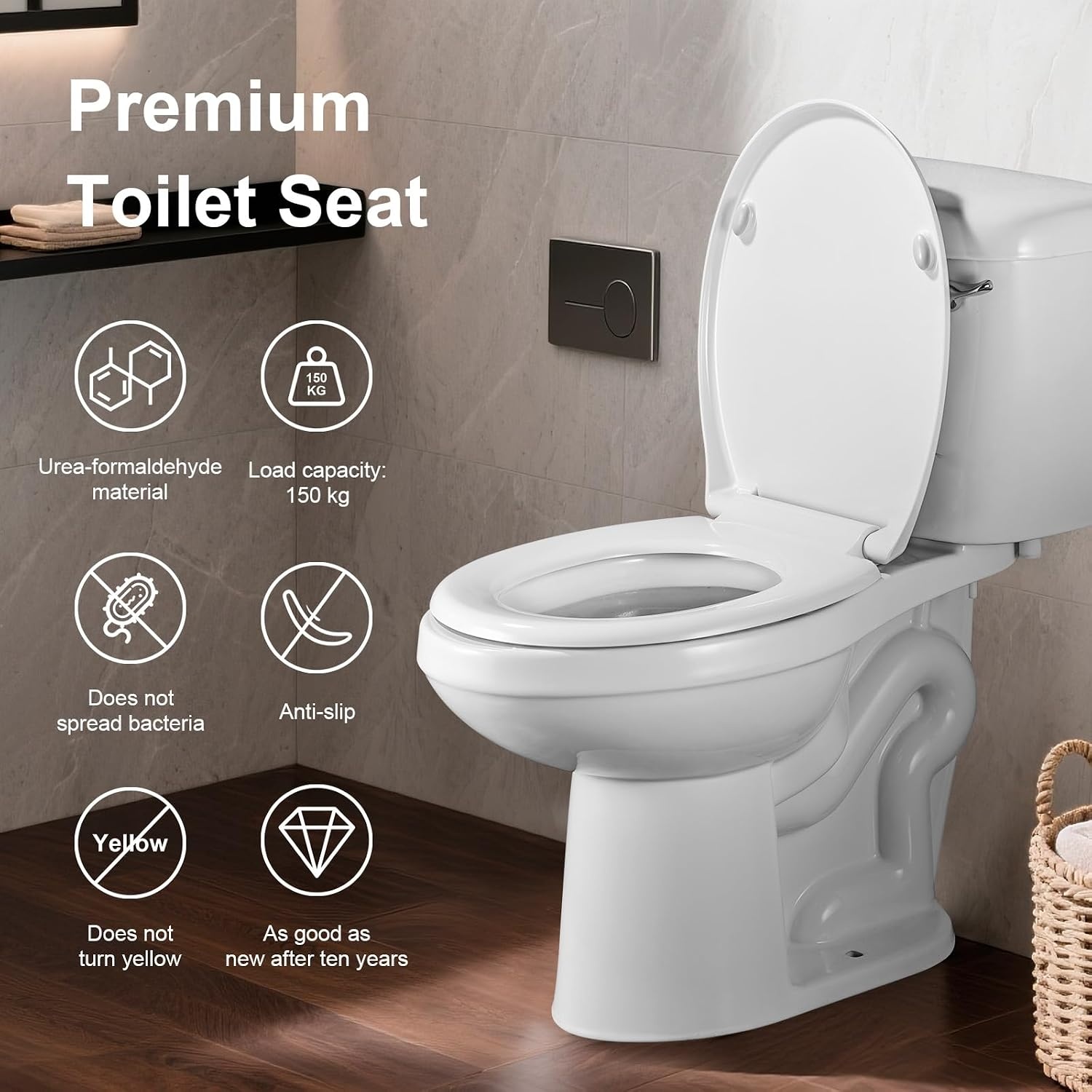 GRIFEMA - WC-hoes, toiletzitting, softclose, snelsluiting, ureumformaldehyde, wit, één [exclusief Amazon] - Maat 57.0 mm*446.0 mm*371.0 mm