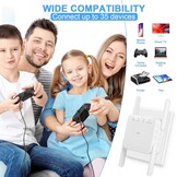 Wifi-versterker, 1200 Mbit/s, 5 G en 2,4 G ultraxtender dual-band wifi-repeater met LAN-verbinding, WPS, compatibel met 99% standaard wifi-router, dekt tot 9200 vierkante meter en 35 meter af