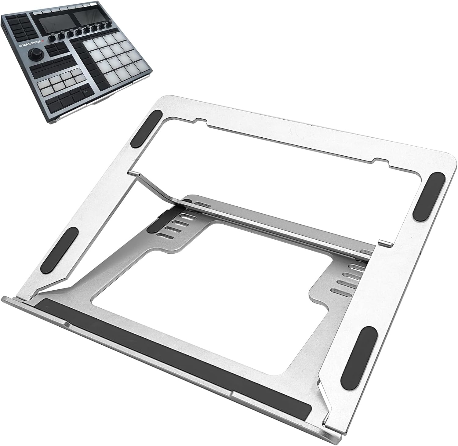 Musiin Home Studio Audio Mixer Stand Aluminium Draagbare Opvouwbare Stand Compatibel met Behringer Mixer Drum Controller Native Instruments NI Maschine MK3 Ableton Push3 verstelbare basis (Zilver)