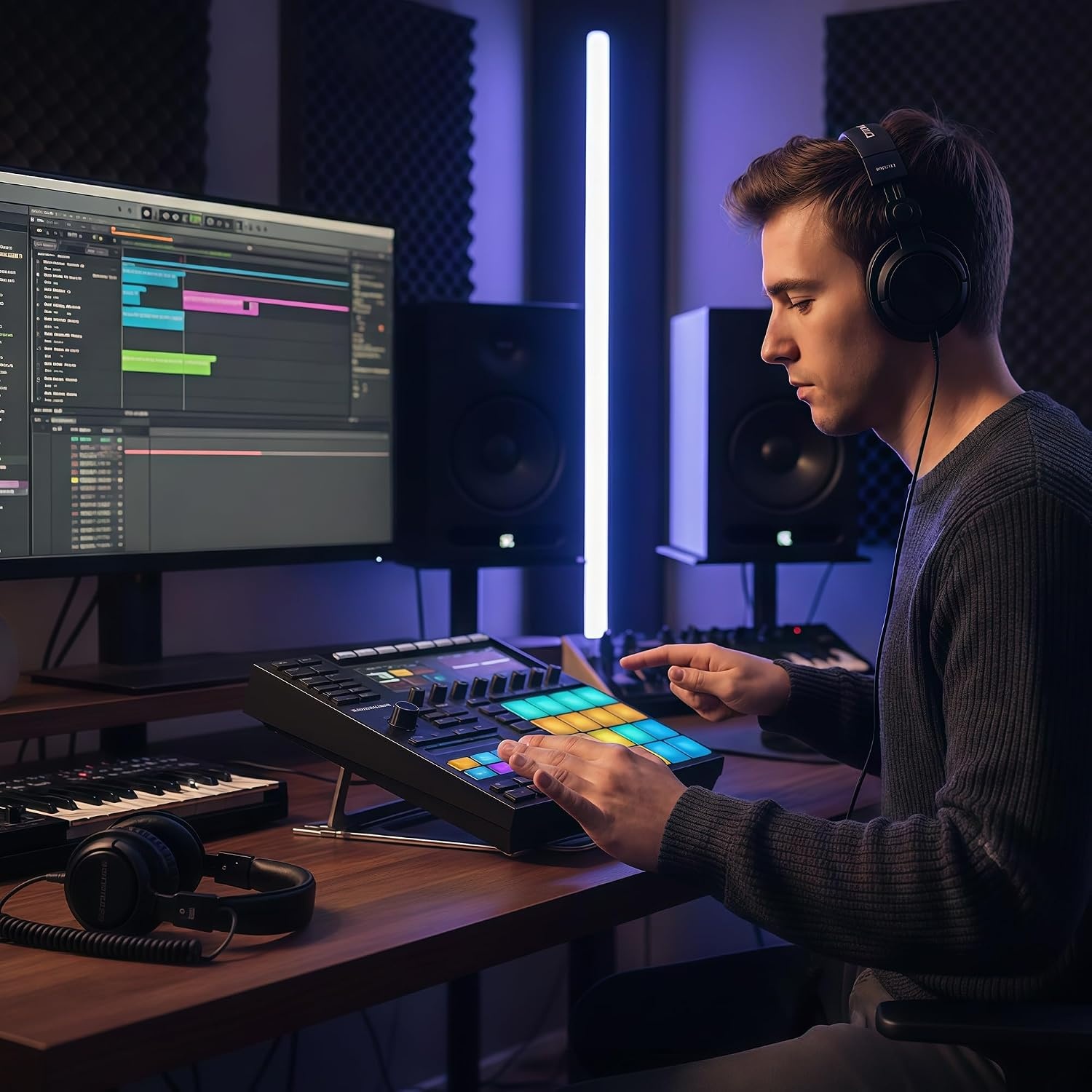 Musiin Home Studio Audio Mixer Stand Aluminium Draagbare Opvouwbare Stand Compatibel met Behringer Mixer Drum Controller Native Instruments NI Maschine MK3 Ableton Push3 verstelbare basis (Zilver)