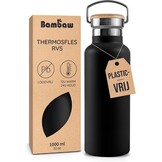 Bambaw 1000ml Roestvrijstalen Thermosfles, Milieuvriendelijke Herbruikbare Fles, Dubbelwandige Waterfles 1000ml, Metalen Drinkfles – Inktzwart