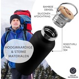 Bambaw 1000ml Roestvrijstalen Thermosfles, Milieuvriendelijke Herbruikbare Fles, Dubbelwandige Waterfles 1000ml, Metalen Drinkfles – Inktzwart