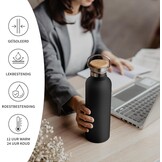 Bambaw 1000ml Roestvrijstalen Thermosfles, Milieuvriendelijke Herbruikbare Fles, Dubbelwandige Waterfles 1000ml, Metalen Drinkfles – Inktzwart