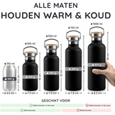 Bambaw 1000ml Roestvrijstalen Thermosfles, Milieuvriendelijke Herbruikbare Fles, Dubbelwandige Waterfles 1000ml, Metalen Drinkfles – Inktzwart