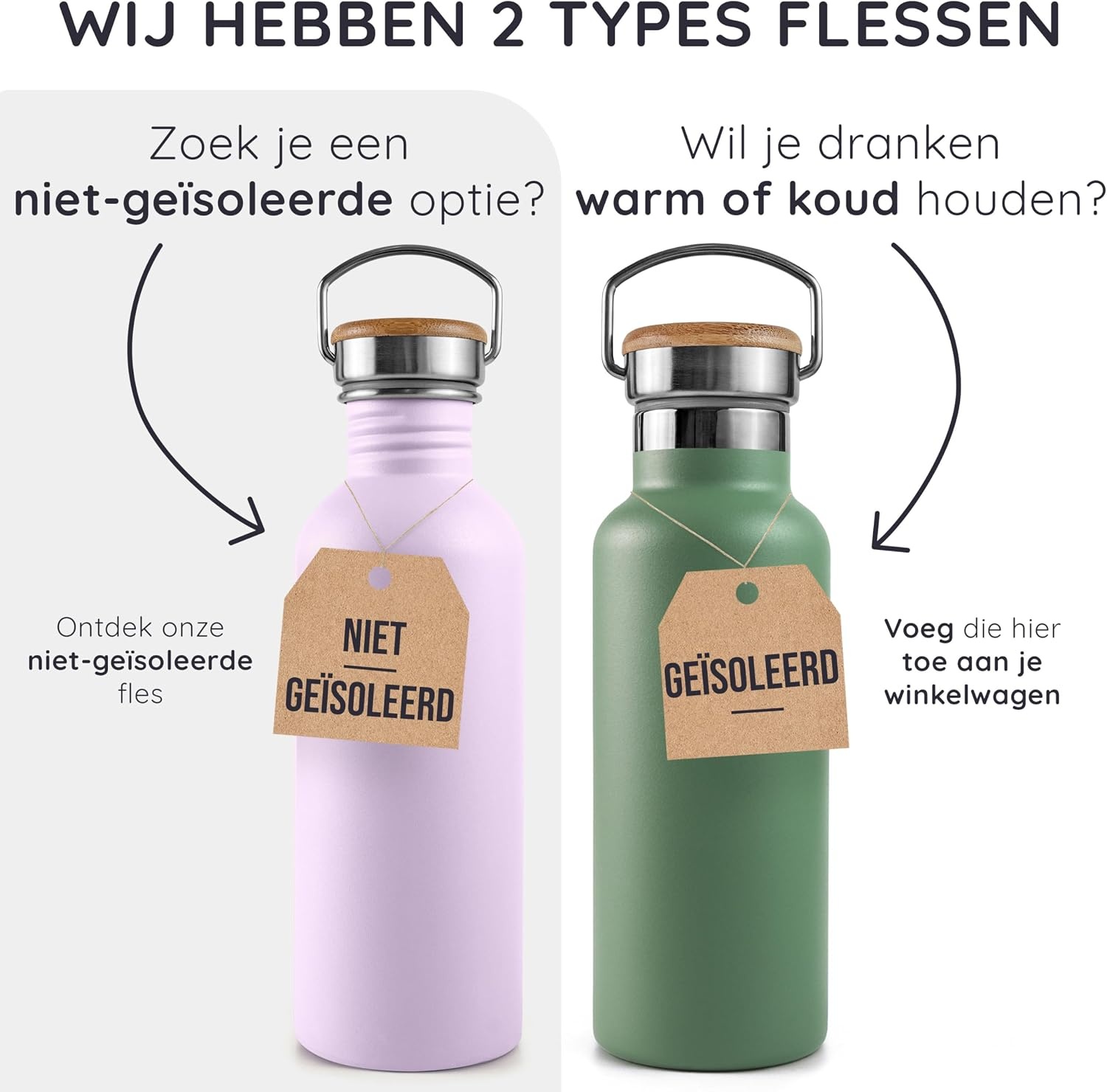 Bambaw 1000ml Roestvrijstalen Thermosfles, Milieuvriendelijke Herbruikbare Fles, Dubbelwandige Waterfles 1000ml, Metalen Drinkfles – Inktzwart