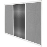 Amig – Uitschuifbaar horgaas voor ramen - Schroefloze installatie - Past in de rails van het rolgordijn - 100 x 70 cm - Verstelbaar tot 190 cm - Wit aluminium en grijs glasvezelgaas - Maat 100 x 70 cm