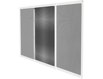 Amig – Uitschuifbaar horgaas voor ramen - Schroefloze installatie - Past in de rails van het rolgordijn - 100 x 70 cm - Verstelbaar tot 190 cm - Wit aluminium en grijs glasvezelgaas - Maat 100 x 70 cm