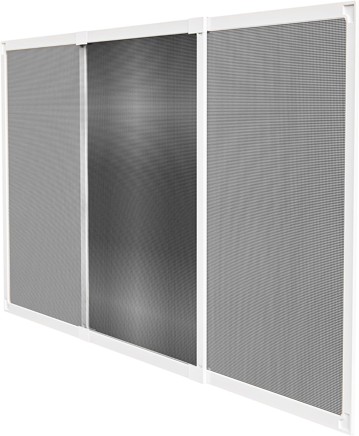 Amig – Uitschuifbaar horgaas voor ramen - Schroefloze installatie - Past in de rails van het rolgordijn - 100 x 70 cm - Verstelbaar tot 190 cm - Wit aluminium en grijs glasvezelgaas - Maat 100 x 70 cm