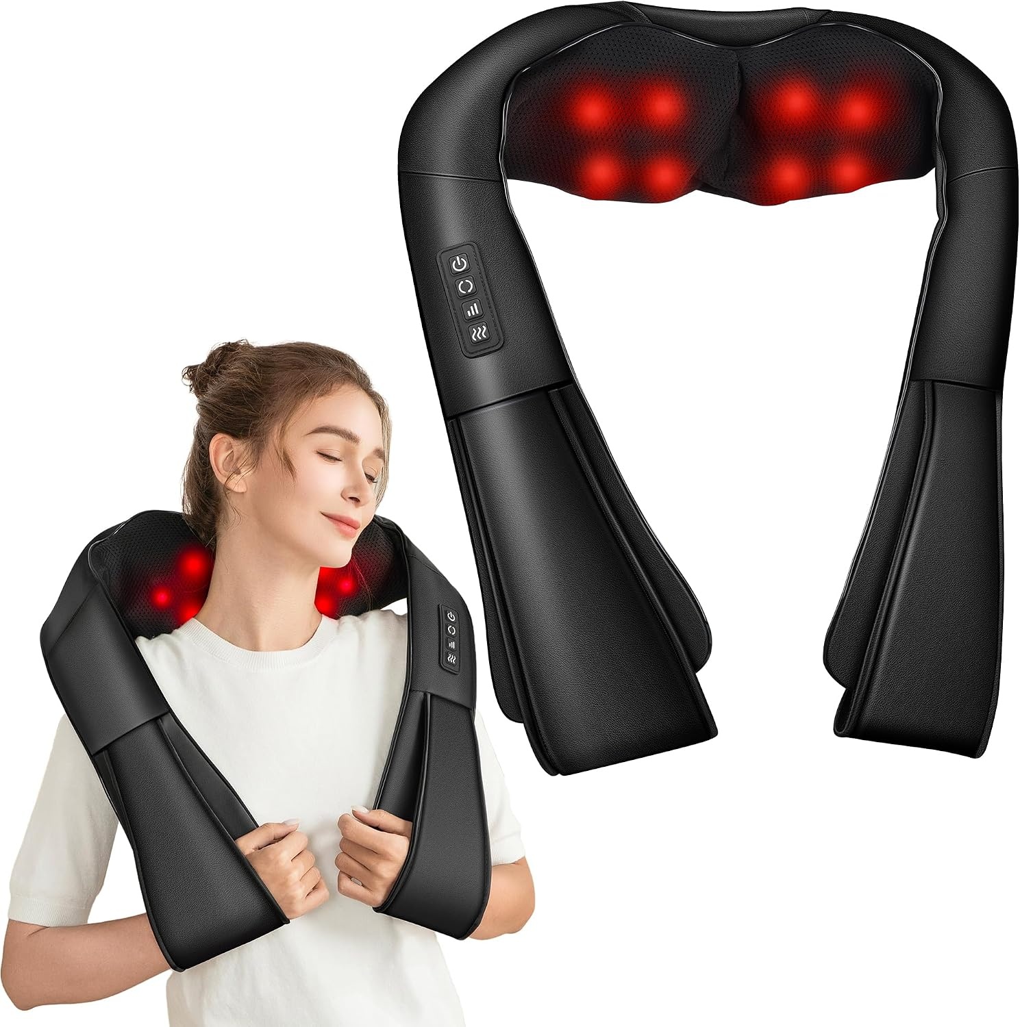 Brelley Massager, Nekmassager met Warmte | Drie Instelbare Intensiteitsniveaus, Verlicht Spierpijn, Shiatsu-Massage voor Nek, Rug, Benen, Cadeaus voor Vrouwen en Mannen