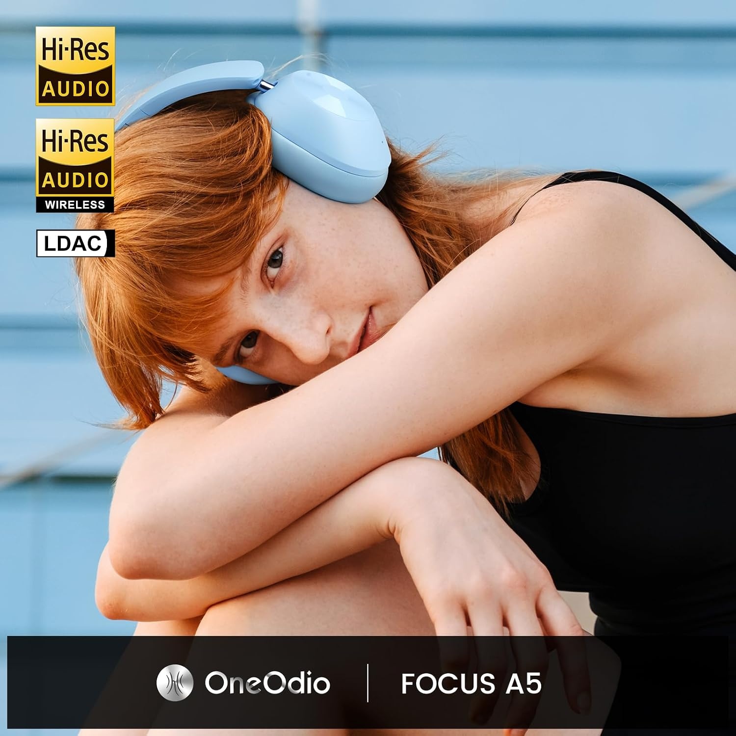 OneOdio A5 over-ear hoofdtelefoon, draadloos, Bluetooth, hybride actieve ruisonderdrukking, Hi-Res LDAC audio, 75 uur batterij, Bluetooth 5.4, heldere oproepen, spelmodus, snel opladen voor pc, reizen