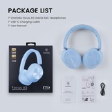 OneOdio A5 over-ear hoofdtelefoon, draadloos, Bluetooth, hybride actieve ruisonderdrukking, Hi-Res LDAC audio, 75 uur batterij, Bluetooth 5.4, heldere oproepen, spelmodus, snel opladen voor pc, reizen
