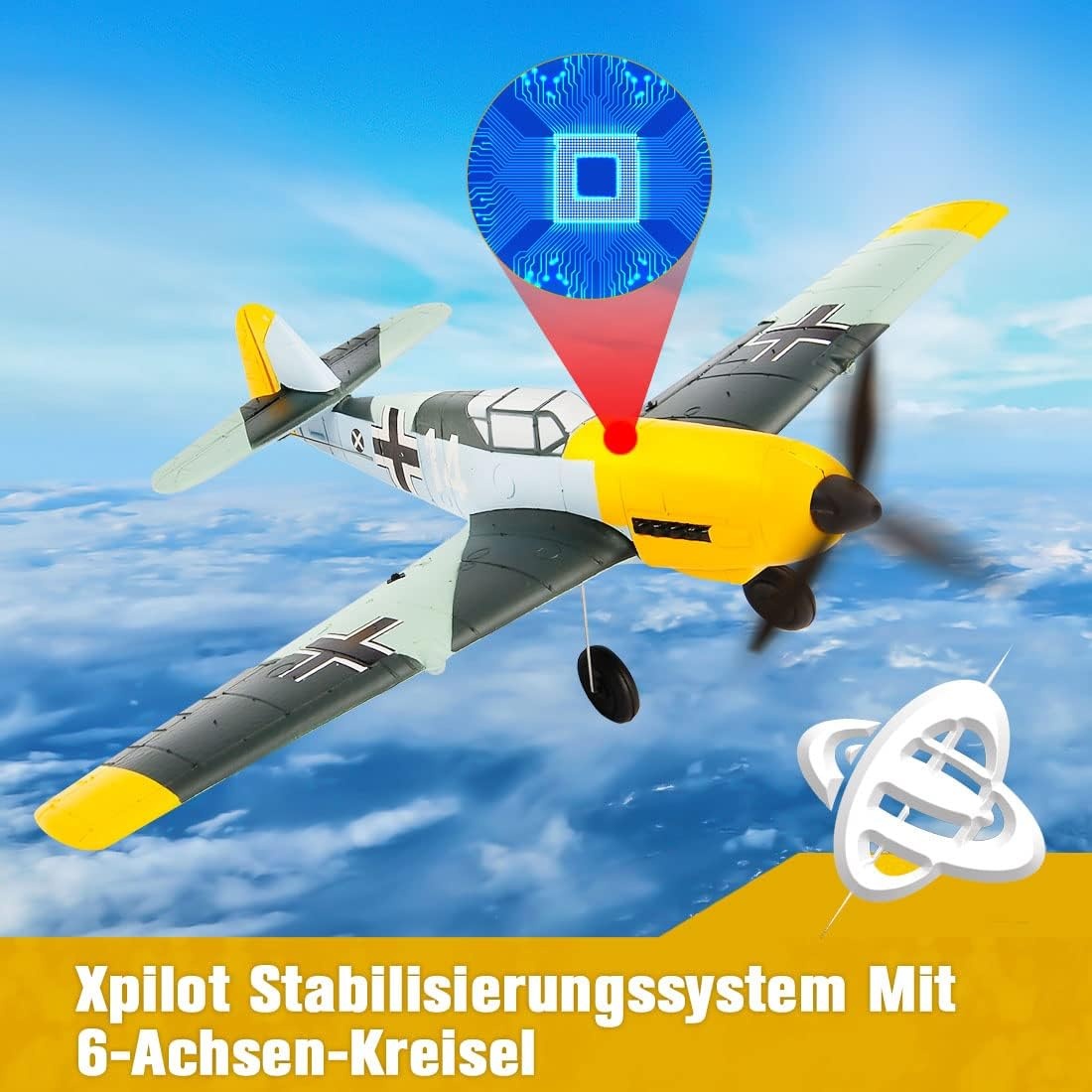 BF-109 RC vliegtuig, 2,4 GHz 4-CH op afstand bestuurbaar vliegtuig Warbird Aerobatics vliegtuig RTF met Xpilot gyroscoopsysteem voor volwassenen beginners