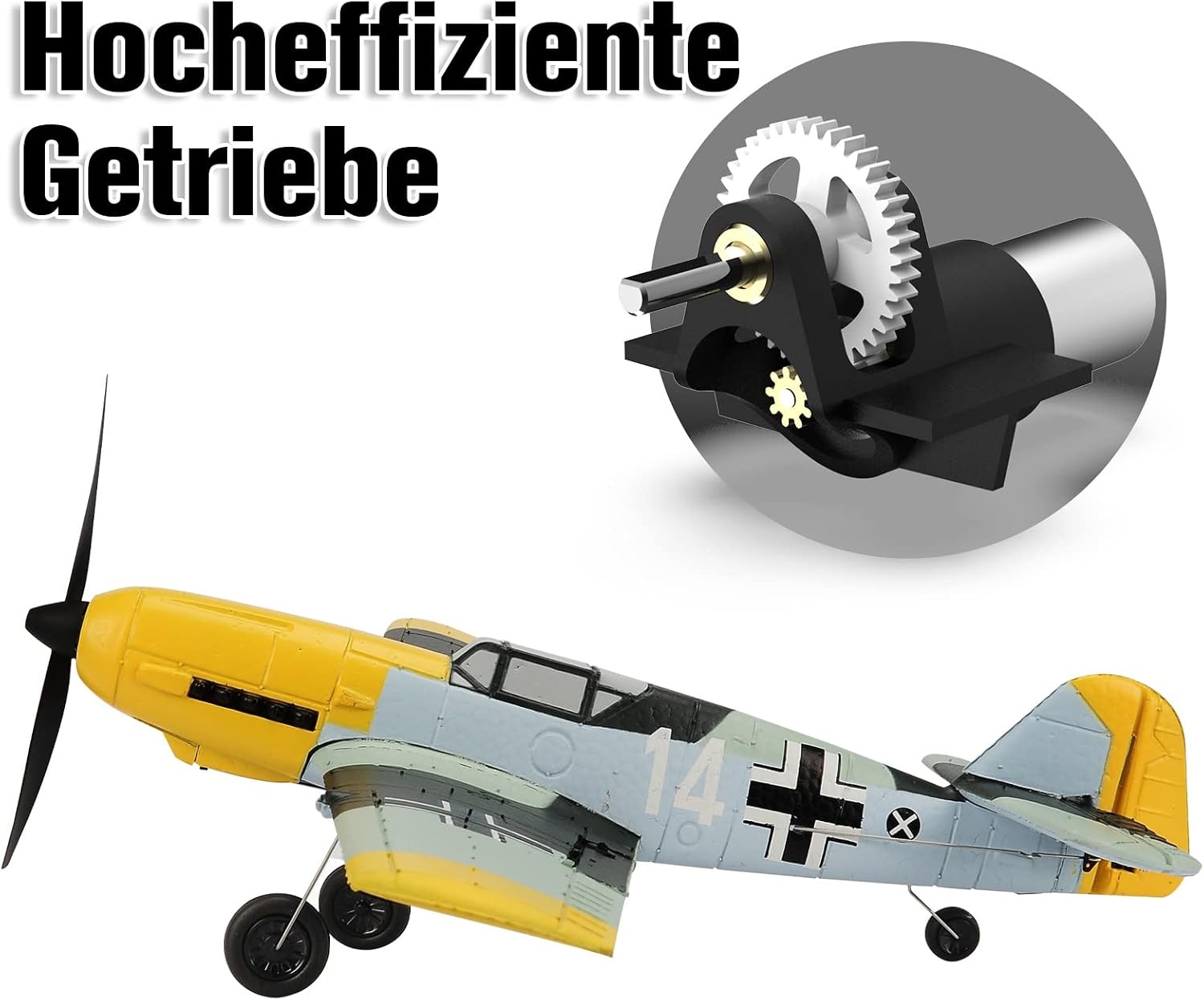 BF-109 RC vliegtuig, 2,4 GHz 4-CH op afstand bestuurbaar vliegtuig Warbird Aerobatics vliegtuig RTF met Xpilot gyroscoopsysteem voor volwassenen beginners