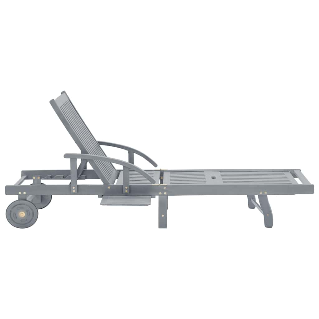vidaXL Ligbed massief acaciahout grijs