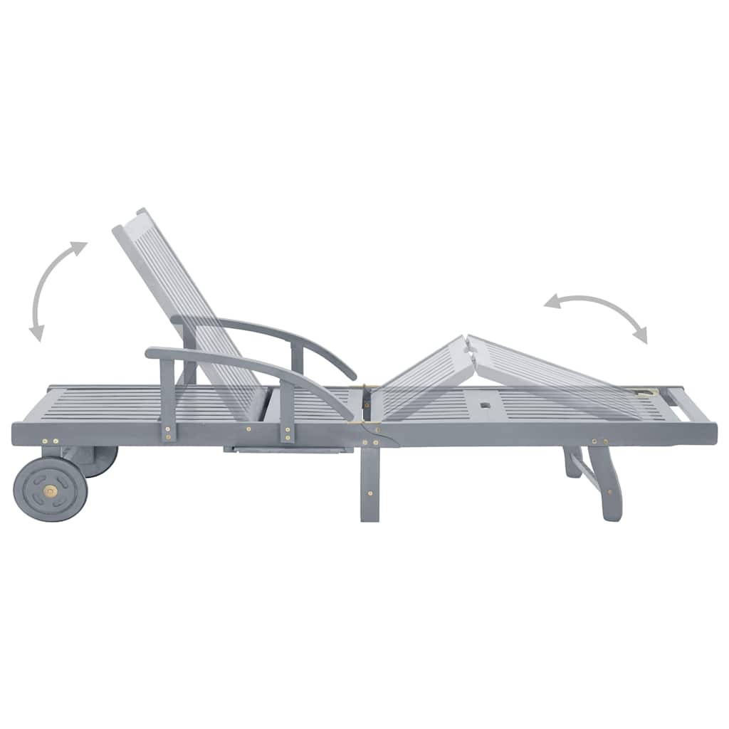 vidaXL Ligbed massief acaciahout grijs