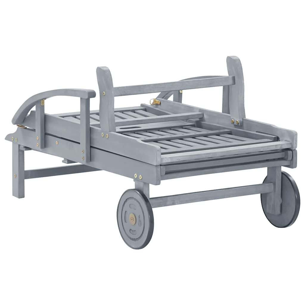 vidaXL Ligbed massief acaciahout grijs