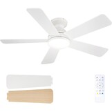 Stille Plafondventilator 107cm met LED, 6 Snelheden & Afstandsbediening - Wit (34% Korting)