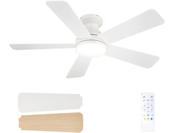Stille Plafondventilator 107cm met LED, 6 Snelheden & Afstandsbediening - Wit (34% Korting)