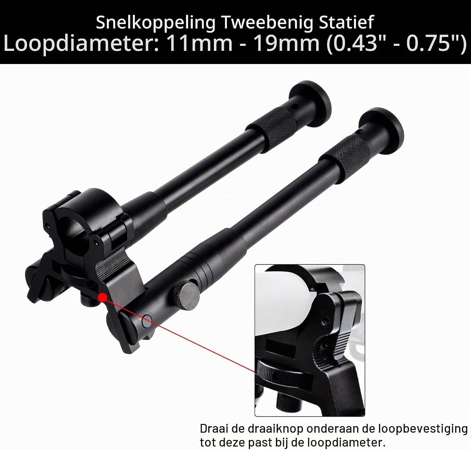 Tactische Bipod voor Geweer | 8-10 Inch | Aluminium Zwart