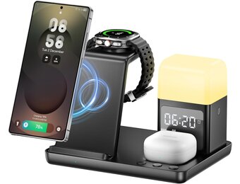 6-in-1 Draadloos Laadstation voor Samsung | 15W | Wekker & Nachtlampje | 32% Korting