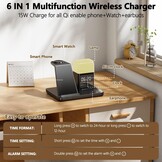 6-in-1 Draadloos Laadstation voor Samsung | 15W | Wekker & Nachtlampje | 32% Korting