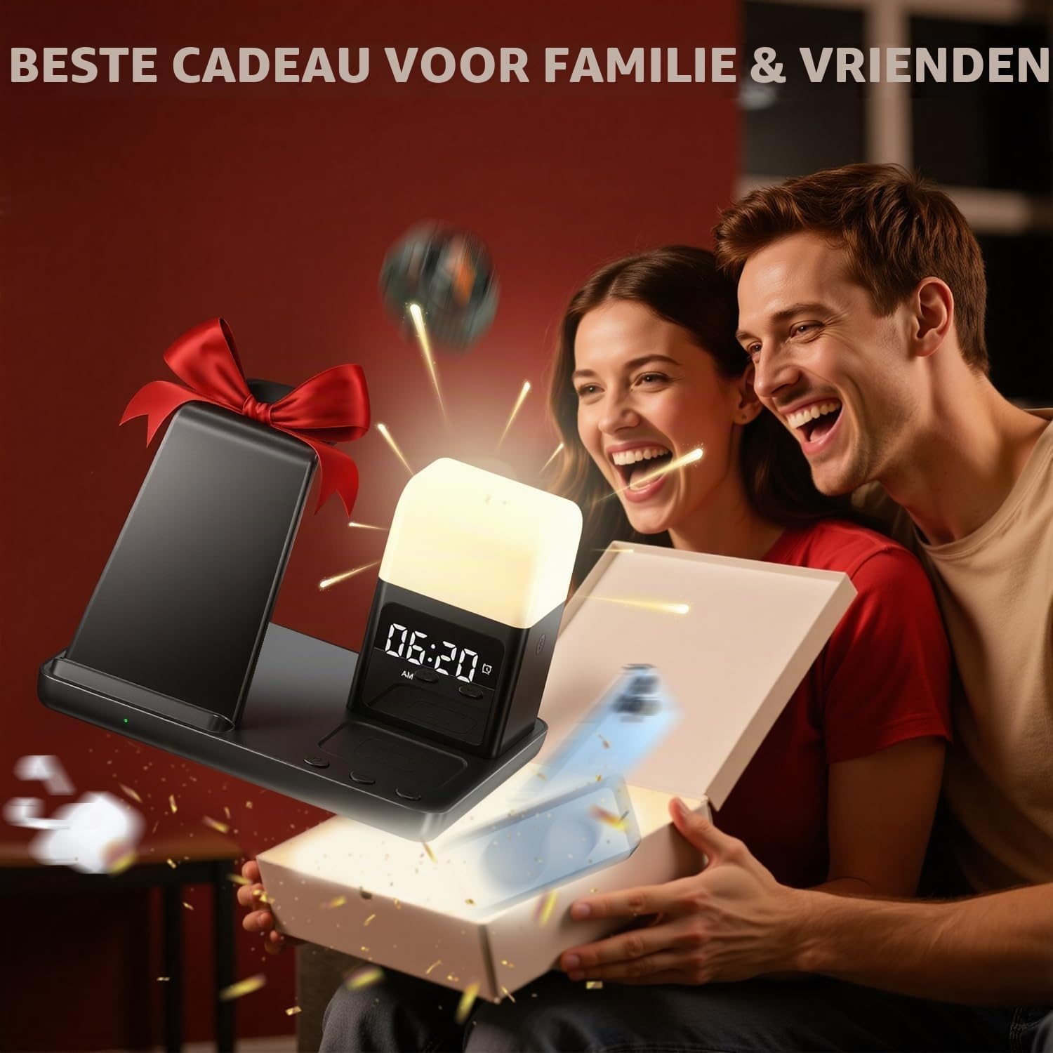 6-in-1 Draadloos Laadstation voor Samsung | 15W | Wekker & Nachtlampje | 32% Korting