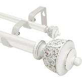 Dubbele Gordijnroede Antiek Wit Uitschuifbaar 213-305 cm | 33% Korting