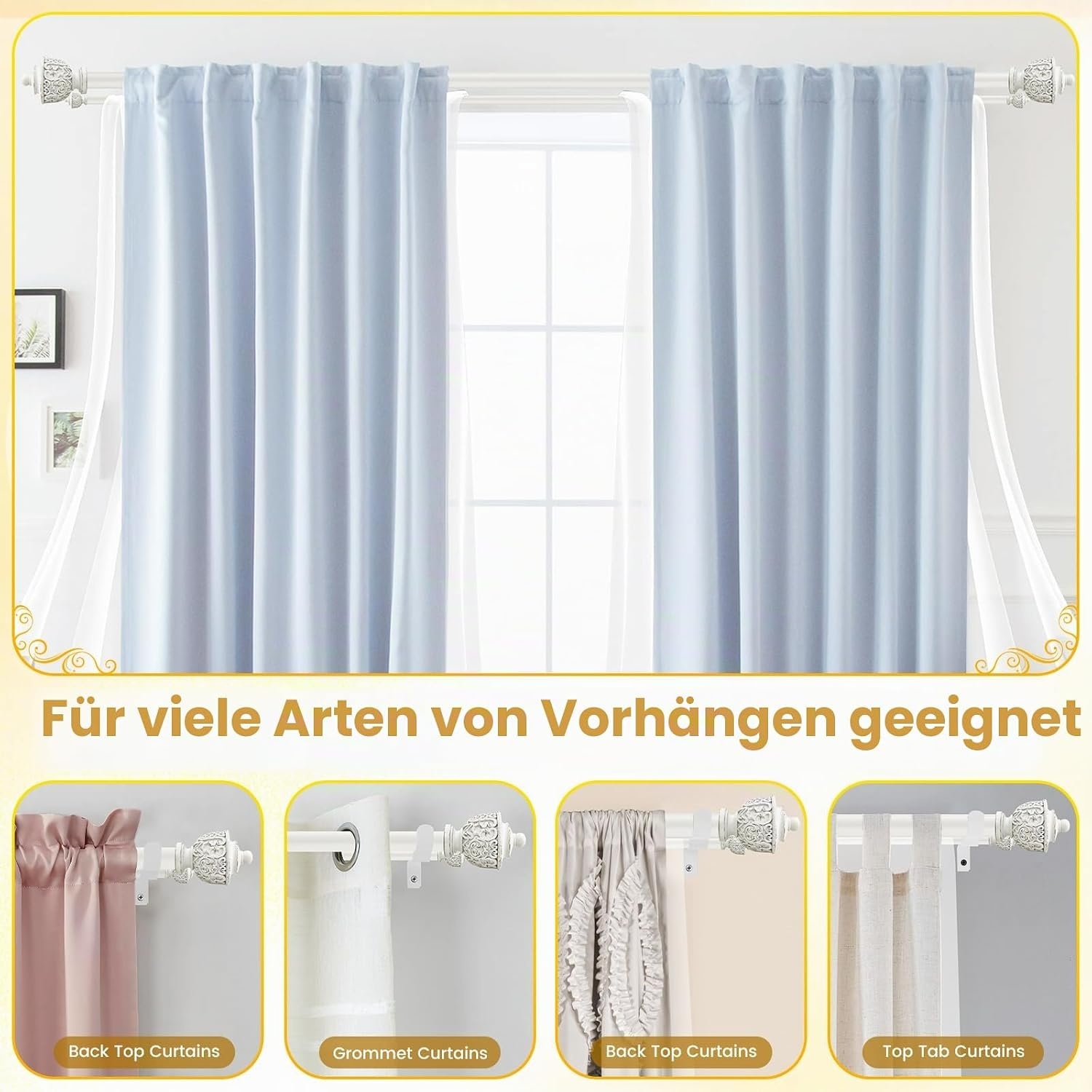 Dubbele Gordijnroede Antiek Wit Uitschuifbaar 213-305 cm | 33% Korting