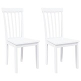 Eetkamerstoelen Massief Hout Rubber Wit (2 st.) - 54% Korting