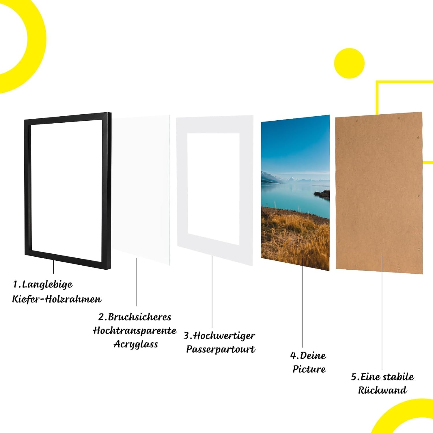 Fotolijst A1 Zwart Massief Hout | Krasbestendig Acrylglas | 51% Korting
