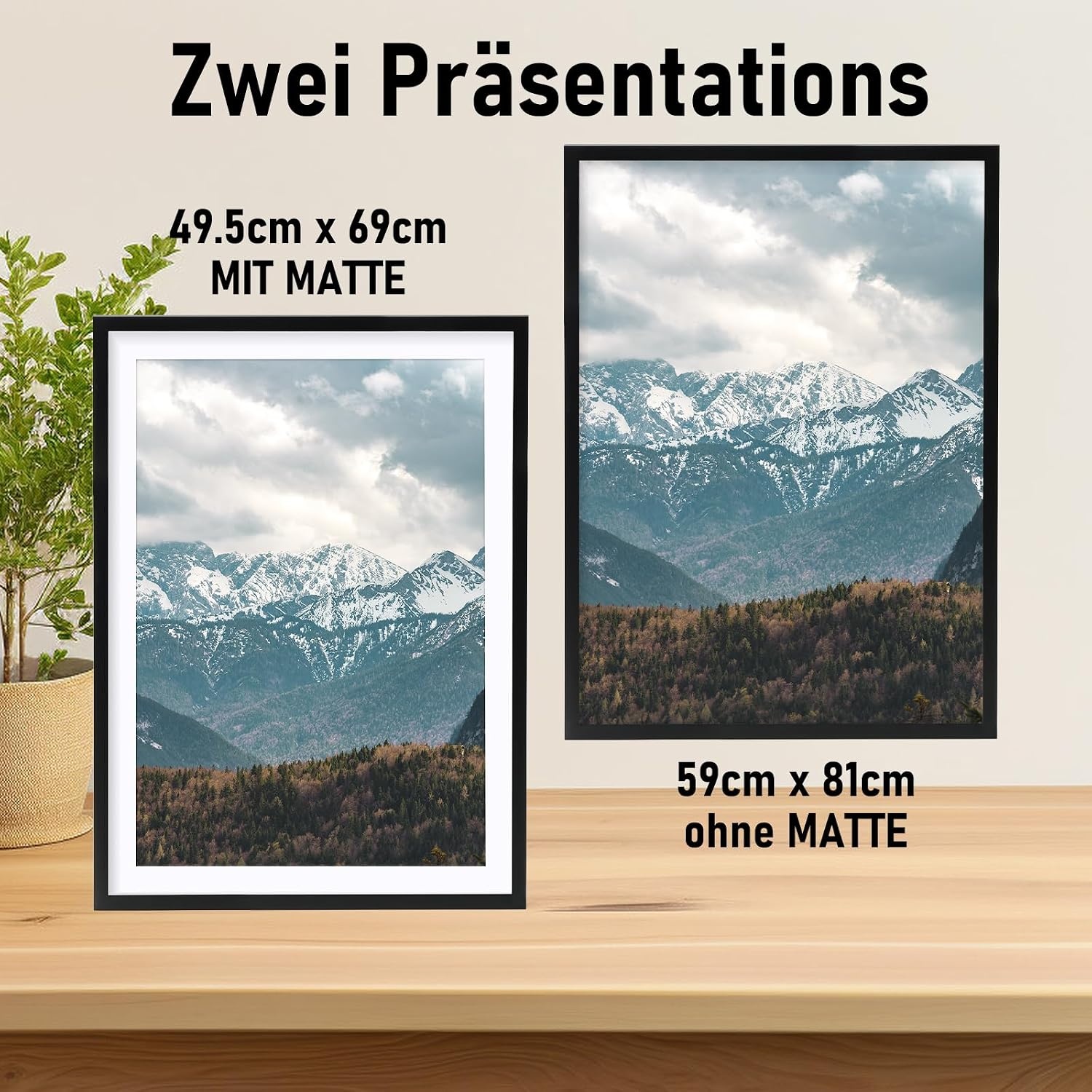 Fotolijst A1 Zwart Massief Hout | Krasbestendig Acrylglas | 51% Korting