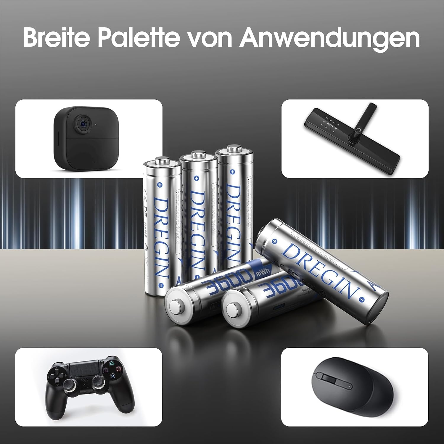 12x Oplaadbare AA Batterijen 1.5V met Slimme Oplader - 3600mWh, 2000 Laadcycli (33% Korting)