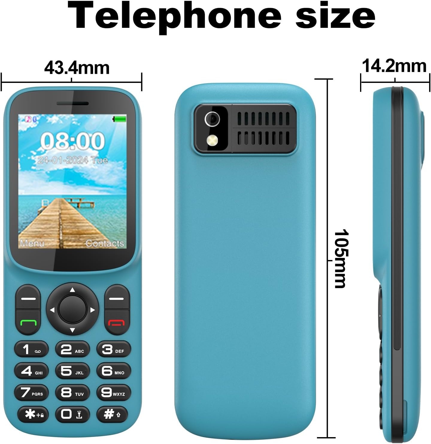Senioren Toetsmobiele Telefoon T185 Dual-SIM Zwart/Blauw (S) - 33% Korting