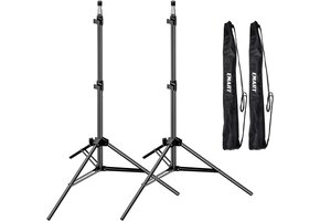 2x Studio Statief 2.1m voor Softbox/Flitser - Zwart Aluminium (38% Korting)